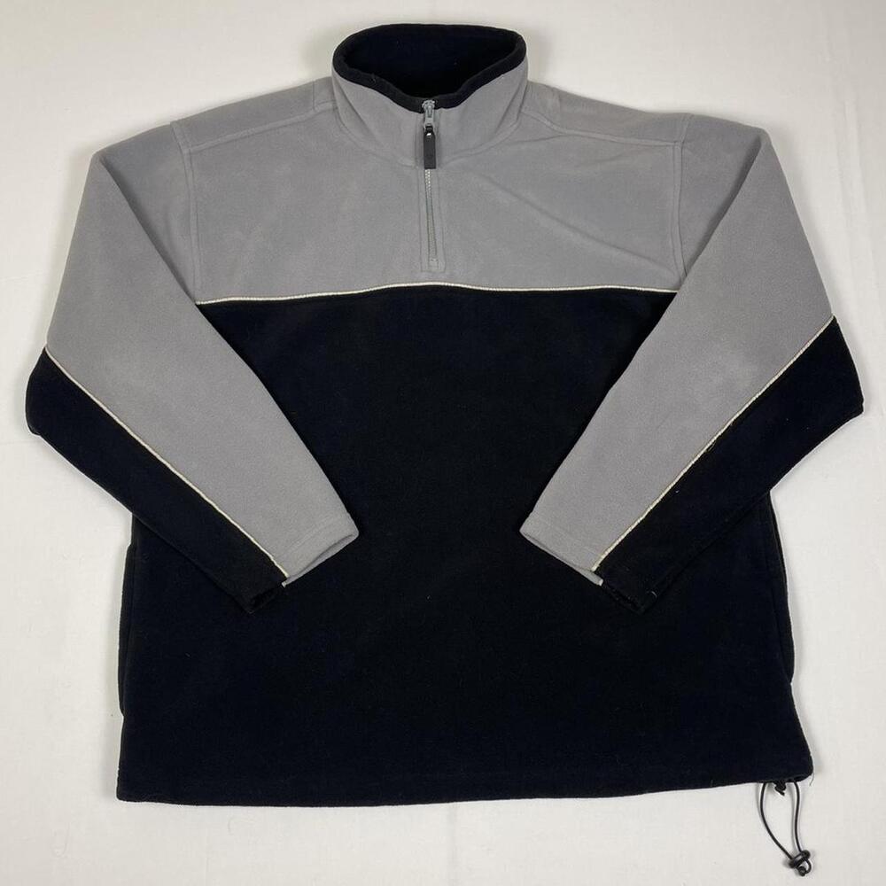 Black and grey 1/4 quarter zip fleece Y2k vintage jacket